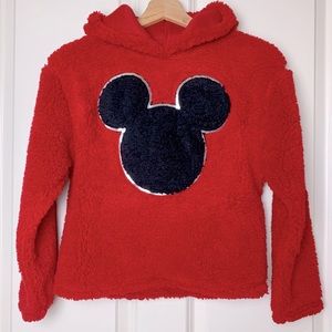Disney Girls Red Black Mickey Mouse Soft Sweater